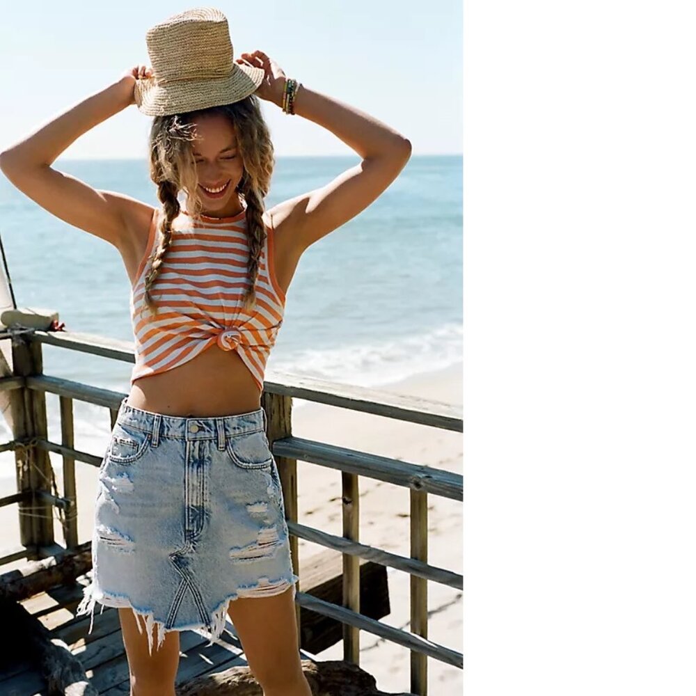 Anthropologie | Pilcro | Destroyed Denim skirt | size 8 US / 12 UK
